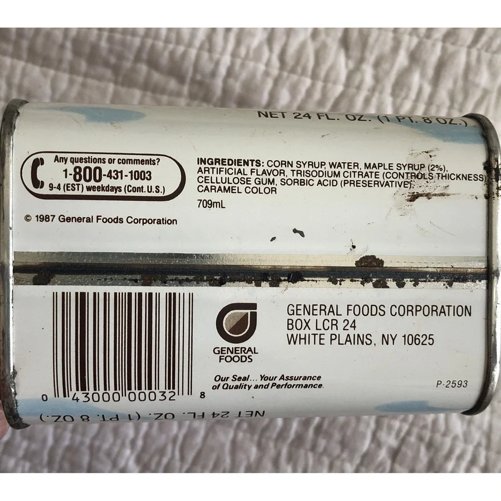 Vintage Log Cabin Syrup Tin Can 100th Anniversary 1887-1987 General Foods